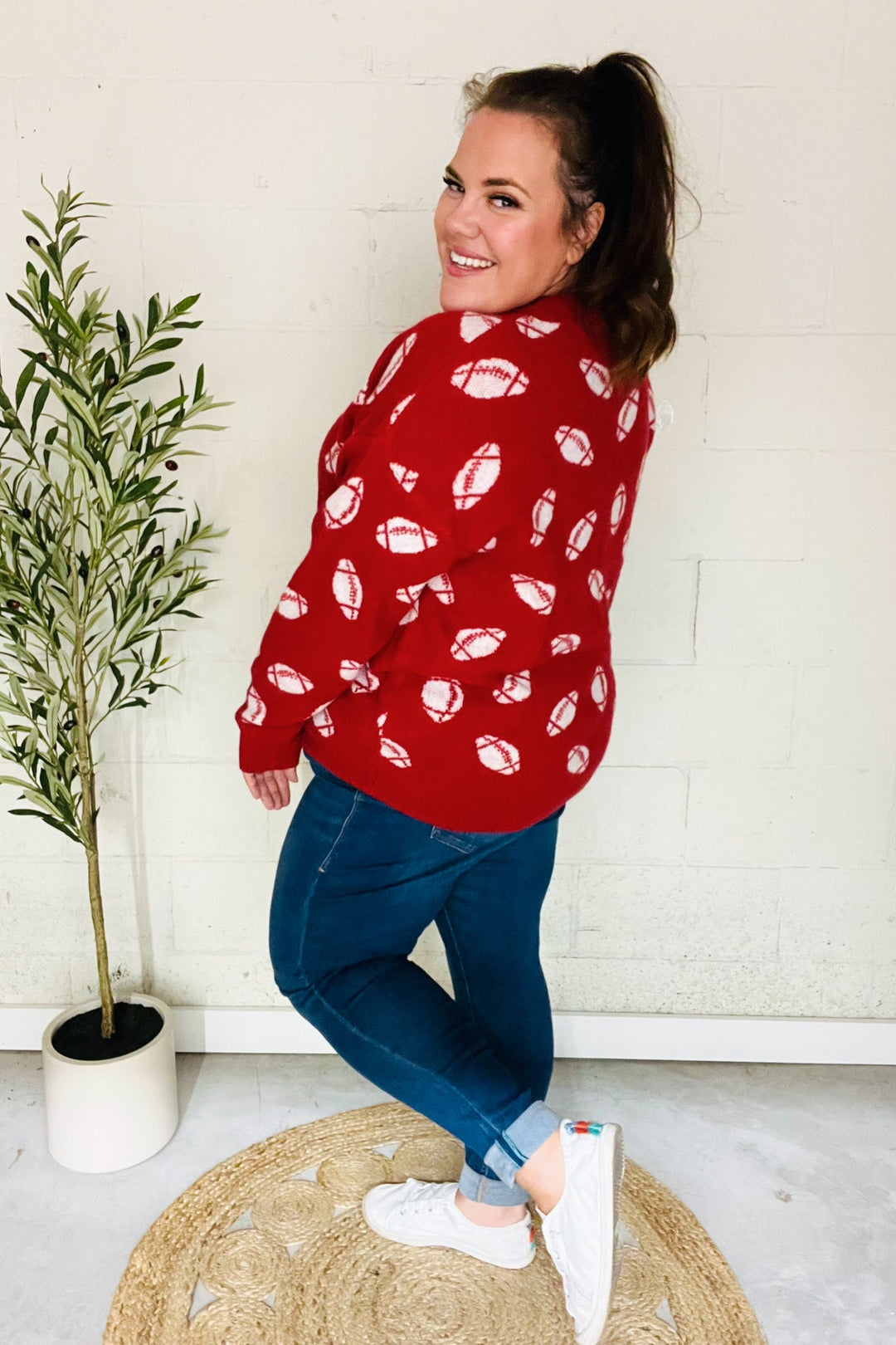 Game Day Red Football Print Jacquard Knit Sweater-Haptics-[option4]-[option5]-[option6]-[option7]-[option8]-Shop-Boutique-Clothing-for-Women-Online