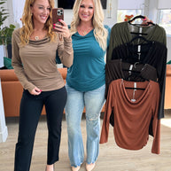 Ruched Cowl Neck Top in Mocha-Tops-Ave Shops-[option4]-[option5]-[option6]-[option7]-[option8]-Shop-Boutique-Clothing-for-Women-Online
