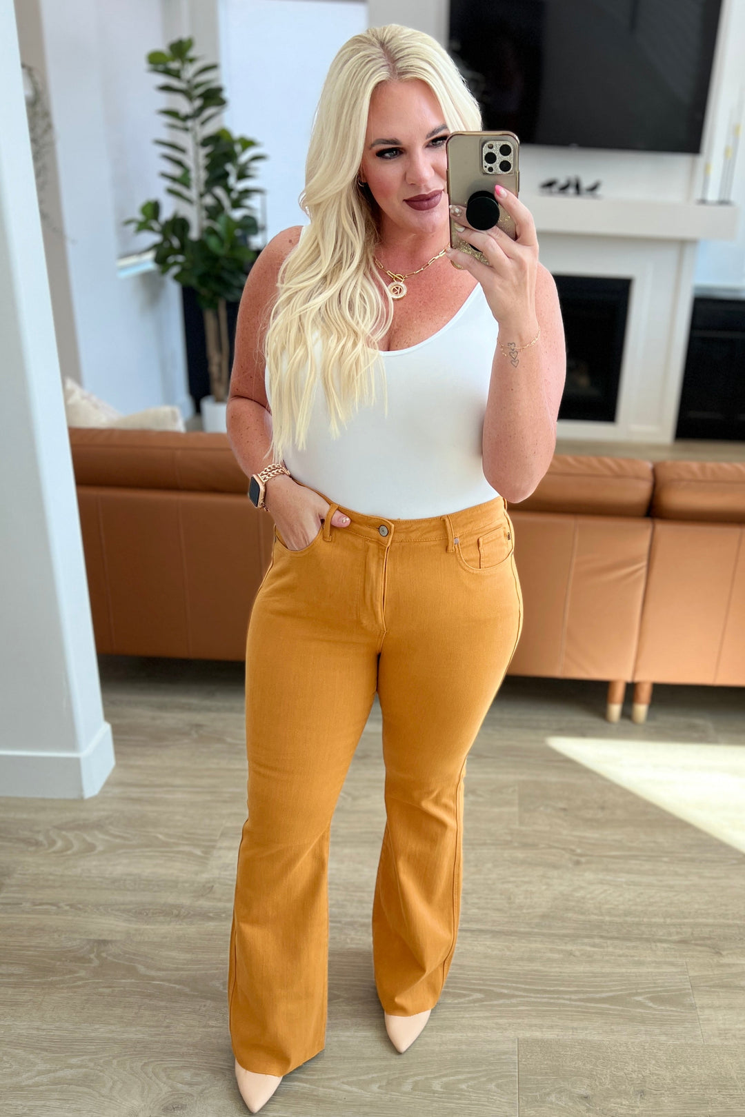 Melinda High Rise Control Top Flare Jeans in Marigold-Denim-Ave Shops-[option4]-[option5]-[option6]-[option7]-[option8]-Shop-Boutique-Clothing-for-Women-Online