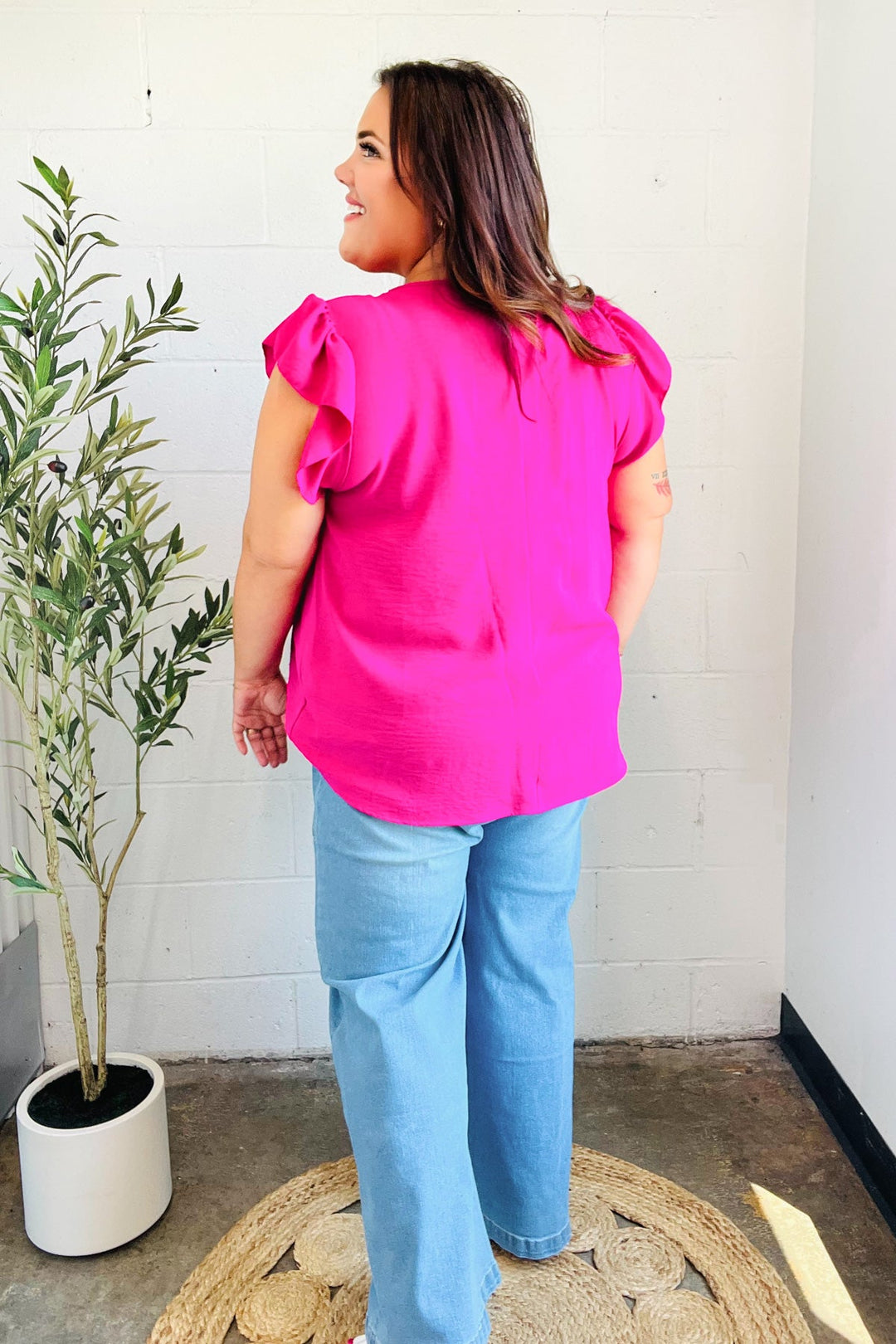 Summer Days Fuchsia Banded V Neck Flutter Sleeve Top-Haptics-[option4]-[option5]-[option6]-[option7]-[option8]-Shop-Boutique-Clothing-for-Women-Online