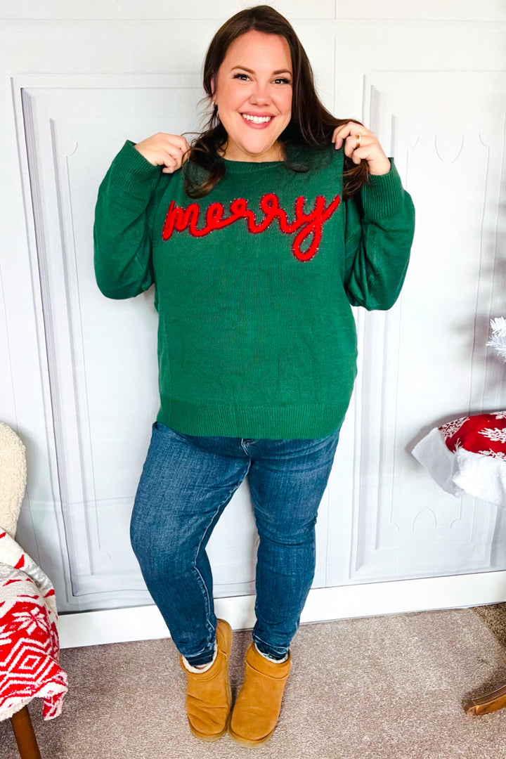 Be Merry Hunter Green Pop Up Lurex Sweater-Haptics-[option4]-[option5]-[option6]-[option7]-[option8]-Shop-Boutique-Clothing-for-Women-Online