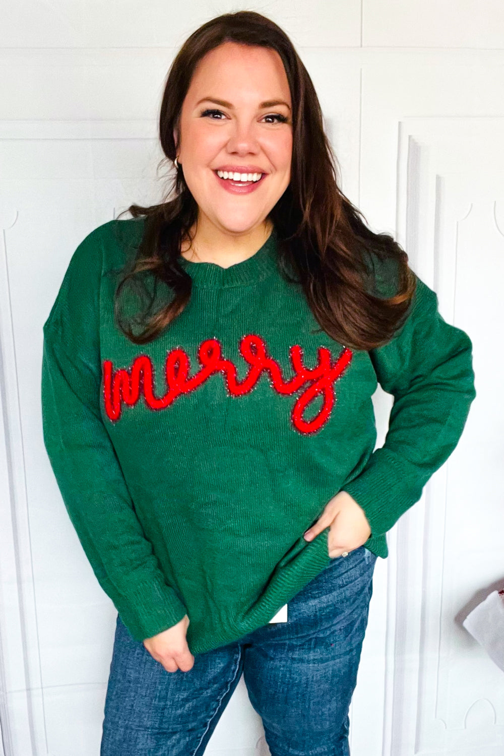 Be Merry Hunter Green Pop Up Lurex Sweater-Haptics-[option4]-[option5]-[option6]-[option7]-[option8]-Shop-Boutique-Clothing-for-Women-Online