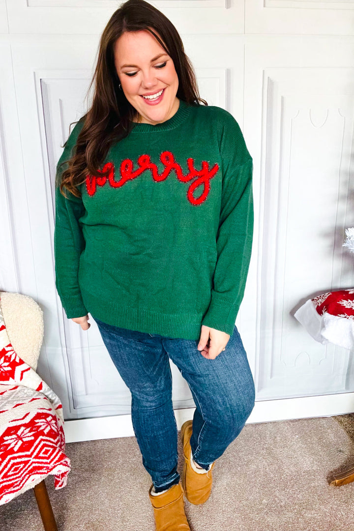 Be Merry Hunter Green Pop Up Lurex Sweater-Haptics-[option4]-[option5]-[option6]-[option7]-[option8]-Shop-Boutique-Clothing-for-Women-Online