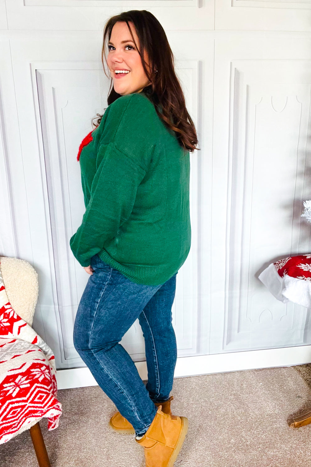 Be Merry Hunter Green Pop Up Lurex Sweater-Haptics-[option4]-[option5]-[option6]-[option7]-[option8]-Shop-Boutique-Clothing-for-Women-Online