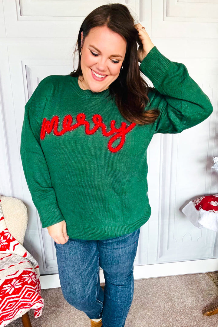 Be Merry Hunter Green Pop Up Lurex Sweater-Haptics-[option4]-[option5]-[option6]-[option7]-[option8]-Shop-Boutique-Clothing-for-Women-Online