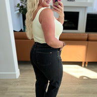 Judy Blue Joan High Rise Control Top Straight Jeans in Washed Black-Denim-Ave Shops-[option4]-[option5]-[option6]-[option7]-[option8]-Shop-Boutique-Clothing-for-Women-Online