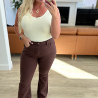 Judy Blue Sienna High Rise Control Top Flare Jeans in Espresso-Denim-Ave Shops-[option4]-[option5]-[option6]-[option7]-[option8]-Shop-Boutique-Clothing-for-Women-Online