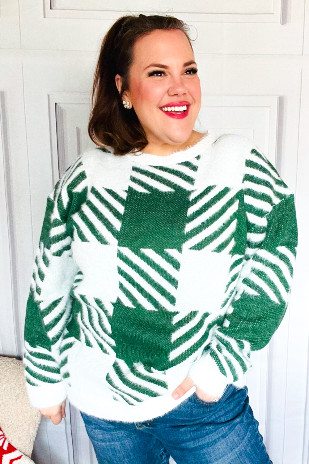 Under The Christmas Tree Green Plaid Soft Brushed Hairy Sweater-Haptics-[option4]-[option5]-[option6]-[option7]-[option8]-Shop-Boutique-Clothing-for-Women-Online