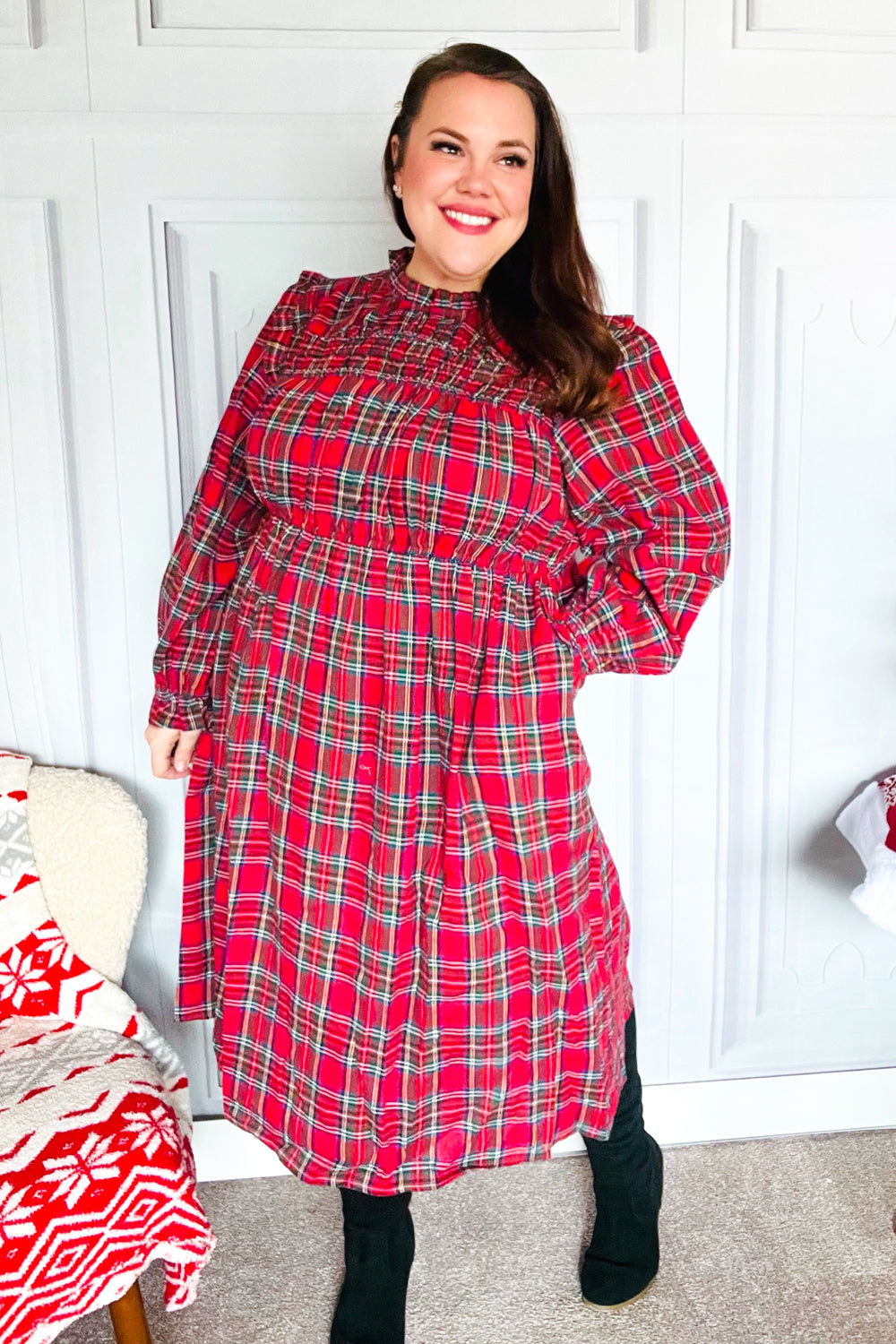 All I Want Hunter Red Plaid Check Woven Pocketed Dress-Haptics-[option4]-[option5]-[option6]-[option7]-[option8]-Shop-Boutique-Clothing-for-Women-Online