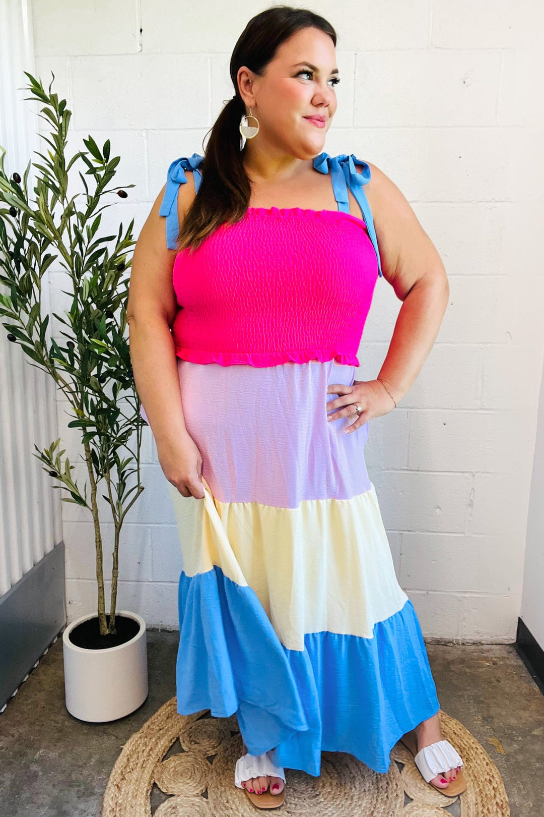 Vacay Vibes Hot Pink & Blue Smocked Color Block Maxi Dress-Haptics-[option4]-[option5]-[option6]-[option7]-[option8]-Shop-Boutique-Clothing-for-Women-Online