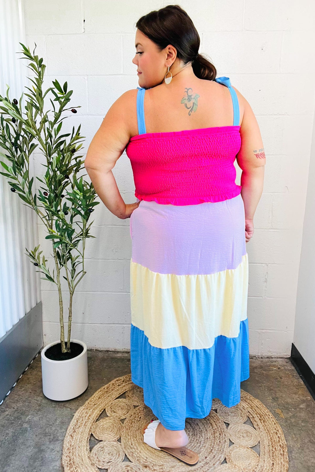 Vacay Vibes Hot Pink & Blue Smocked Color Block Maxi Dress-Haptics-[option4]-[option5]-[option6]-[option7]-[option8]-Shop-Boutique-Clothing-for-Women-Online