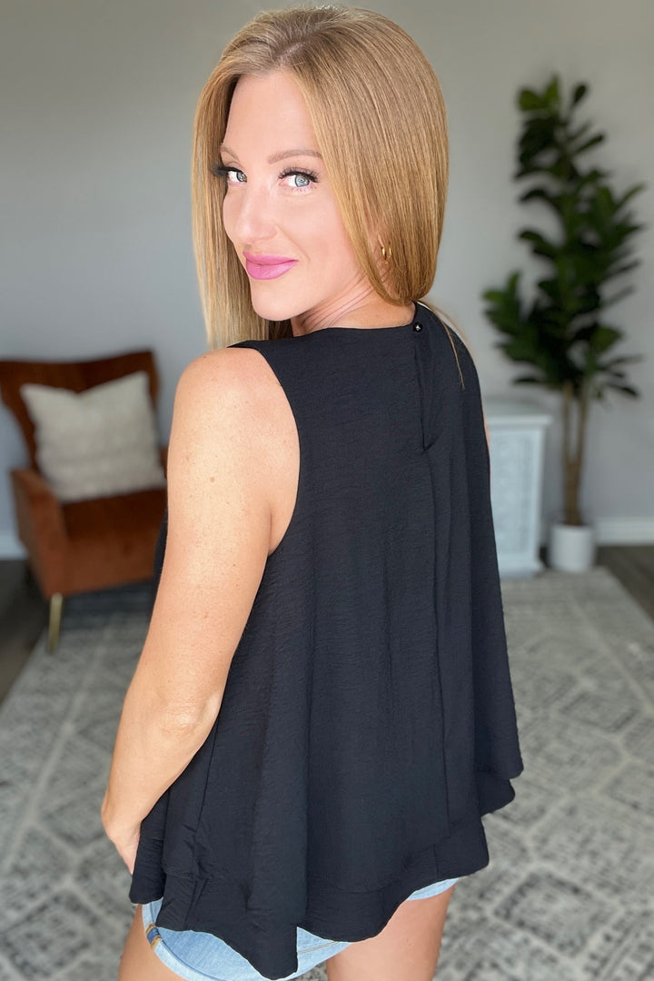 Double Tiered Flare Tank in Black-Tops-Ave Shops-[option4]-[option5]-[option6]-[option7]-[option8]-Shop-Boutique-Clothing-for-Women-Online