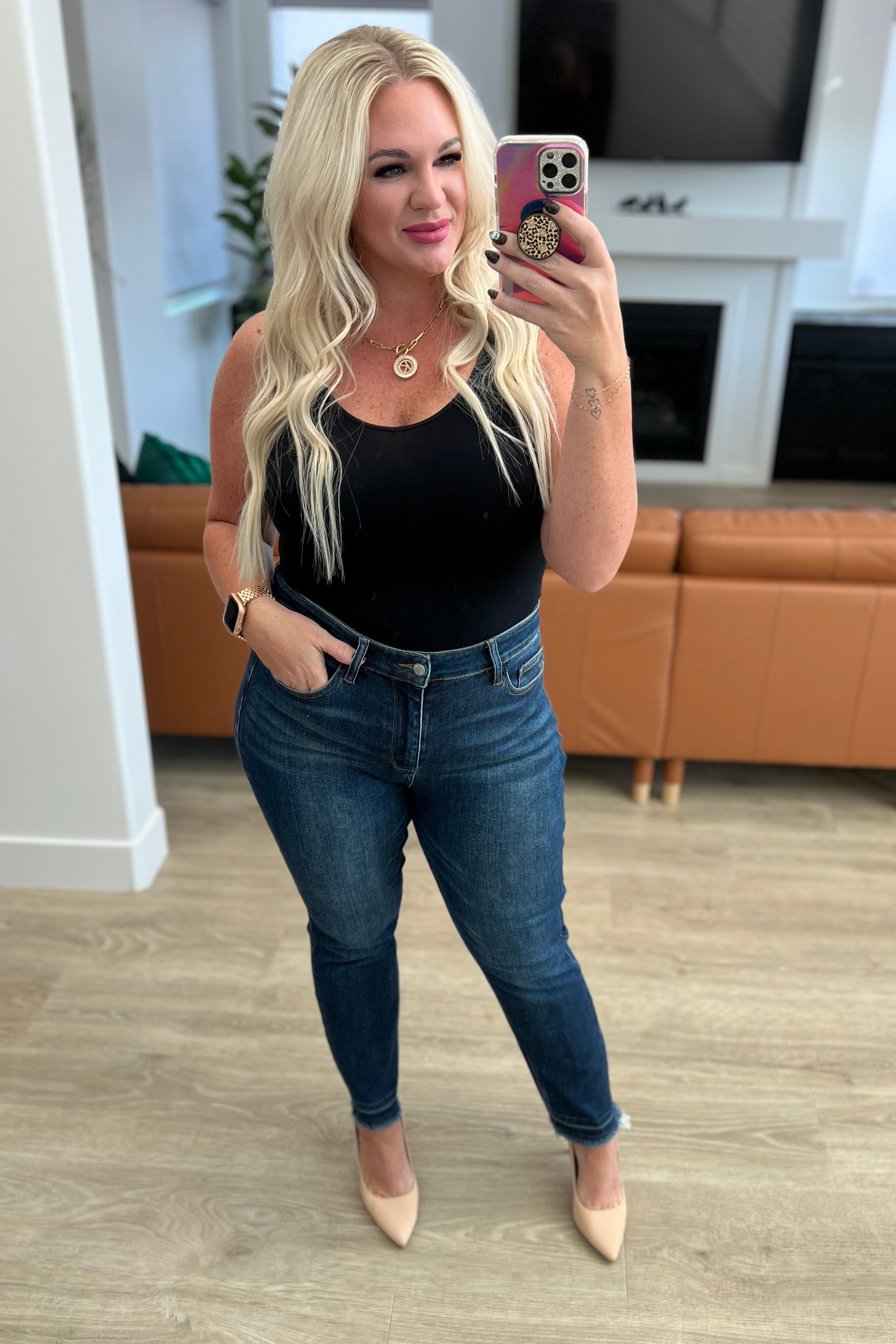 Phillipa High Rise Release Hem Slim Jeans-Denim-Ave Shops-[option4]-[option5]-[option6]-[option7]-[option8]-Shop-Boutique-Clothing-for-Women-Online