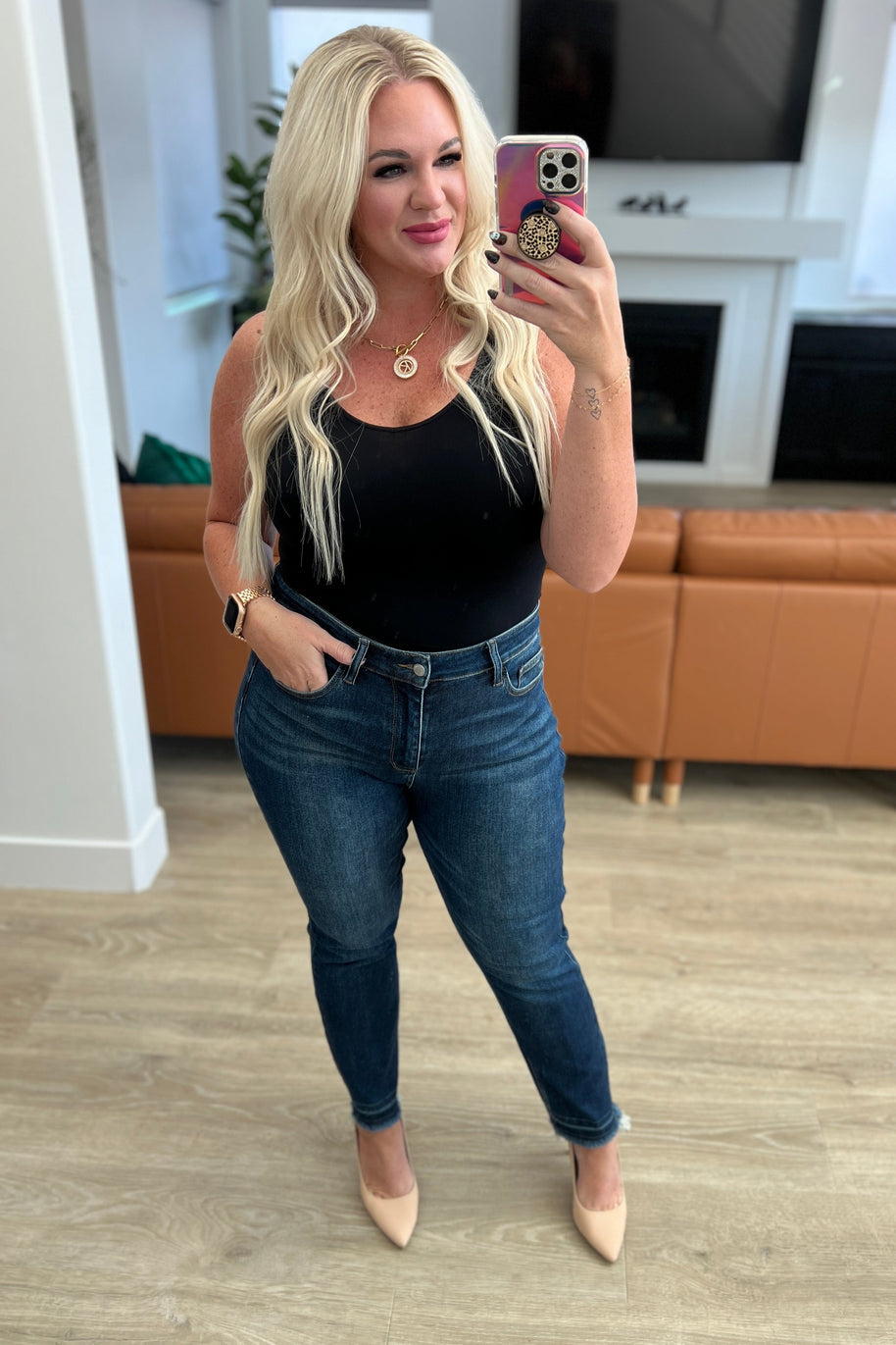 Phillipa High Rise Release Hem Slim Jeans-Denim-Ave Shops-[option4]-[option5]-[option6]-[option7]-[option8]-Shop-Boutique-Clothing-for-Women-Online