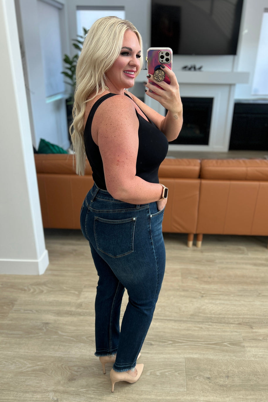 Phillipa High Rise Release Hem Slim Jeans-Denim-Ave Shops-[option4]-[option5]-[option6]-[option7]-[option8]-Shop-Boutique-Clothing-for-Women-Online