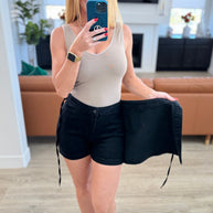 Judy Blue Bentli High Rise Side Tie Denim Skort in Black-Denim-Ave Shops-[option4]-[option5]-[option6]-[option7]-[option8]-Shop-Boutique-Clothing-for-Women-Online