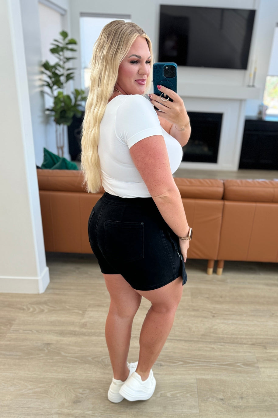 Judy Blue Bentli High Rise Side Tie Denim Skort in Black-Denim-Ave Shops-[option4]-[option5]-[option6]-[option7]-[option8]-Shop-Boutique-Clothing-for-Women-Online