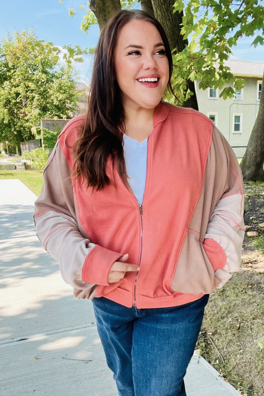 Boldy You Camel Dolman Sleeve Colorblock Knit Bomber Jacket-Haptics-[option4]-[option5]-[option6]-[option7]-[option8]-Shop-Boutique-Clothing-for-Women-Online