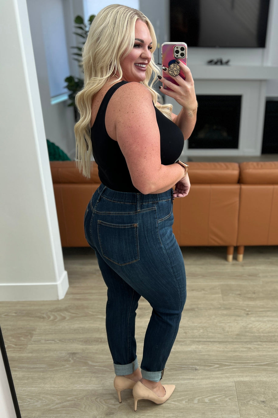 Judy Blue Rowena High Rise Pull On Double Cuff Slim Jeans-Denim-Ave Shops-[option4]-[option5]-[option6]-[option7]-[option8]-Shop-Boutique-Clothing-for-Women-Online