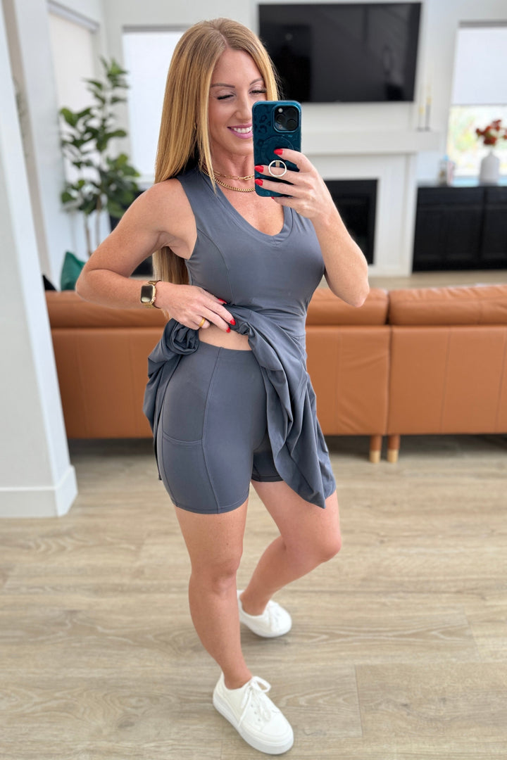 Rae Mode Hop, Skip and a Jump Dress and Shorts Set in Charcoal-Athleisure-Ave Shops-[option4]-[option5]-[option6]-[option7]-[option8]-Shop-Boutique-Clothing-for-Women-Online