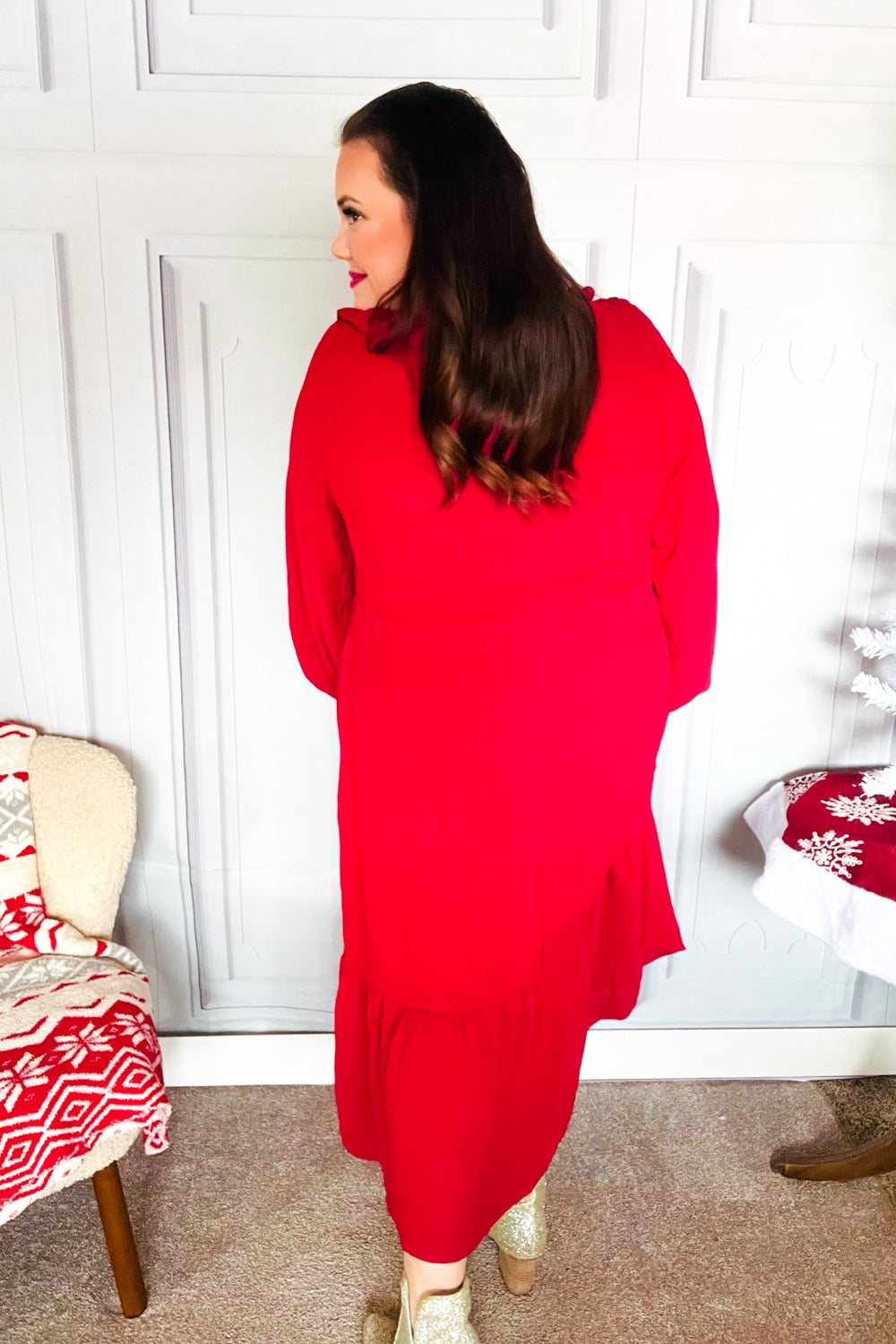 Beautiful You Holiday Red Overlap Ruffle V Neck Midi Dress-Haptics-[option4]-[option5]-[option6]-[option7]-[option8]-Shop-Boutique-Clothing-for-Women-Online