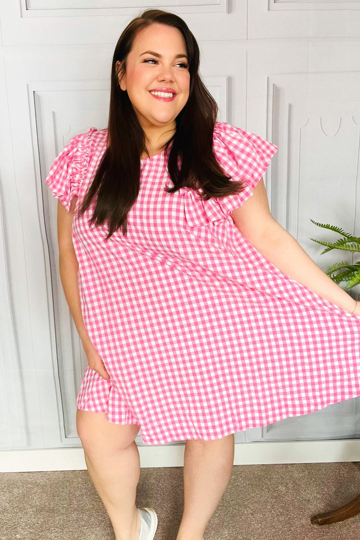 Pink Gingham Check Ruffle Sleeve Dress-Haptics-[option4]-[option5]-[option6]-[option7]-[option8]-Shop-Boutique-Clothing-for-Women-Online