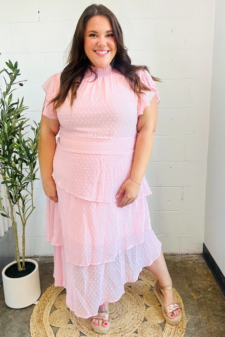 Beautiful You Blush Swiss Dot Asymmetric Tiered Smocked Lined Dress-Haptics-[option4]-[option5]-[option6]-[option7]-[option8]-Shop-Boutique-Clothing-for-Women-Online