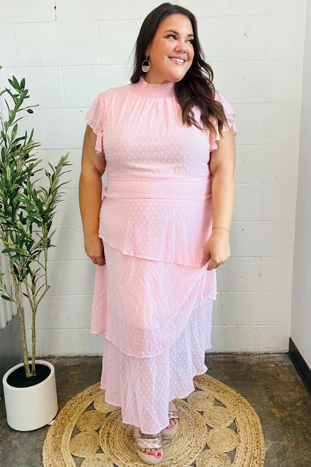 Beautiful You Blush Swiss Dot Asymmetric Tiered Smocked Lined Dress-Haptics-[option4]-[option5]-[option6]-[option7]-[option8]-Shop-Boutique-Clothing-for-Women-Online