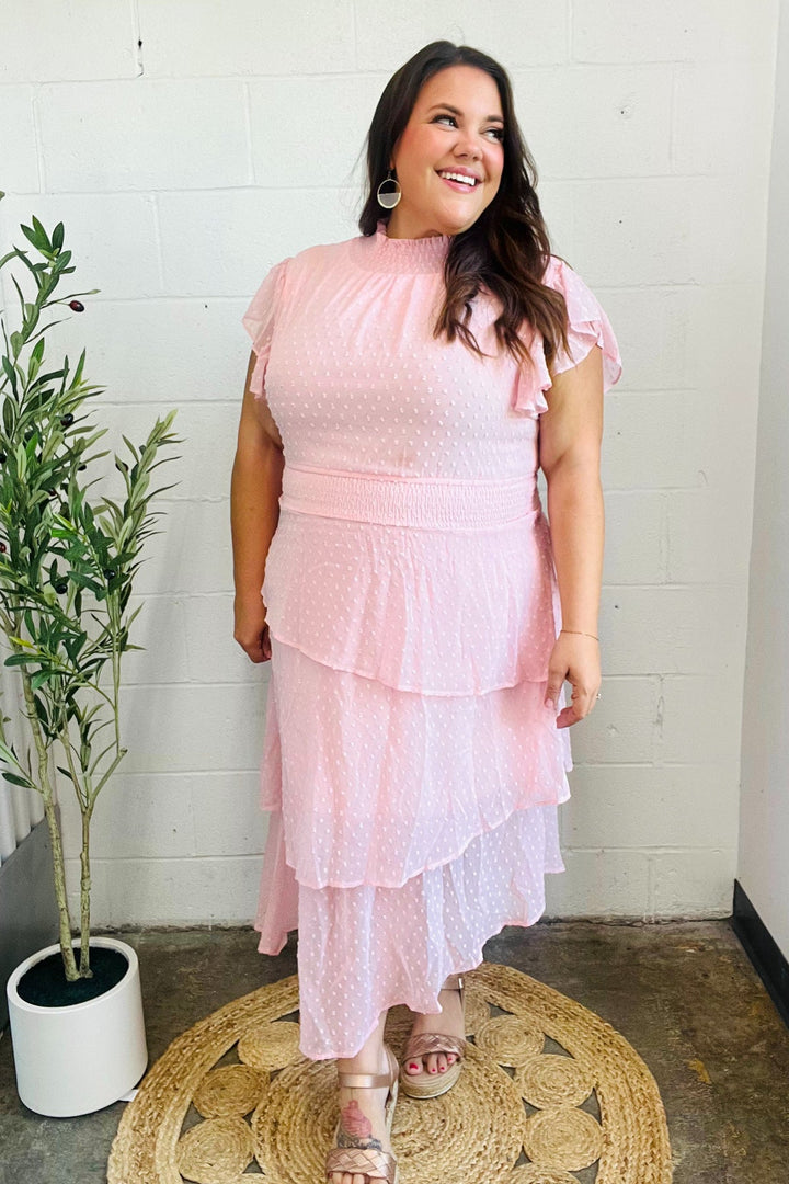 Beautiful You Blush Swiss Dot Asymmetric Tiered Smocked Lined Dress-Haptics-[option4]-[option5]-[option6]-[option7]-[option8]-Shop-Boutique-Clothing-for-Women-Online