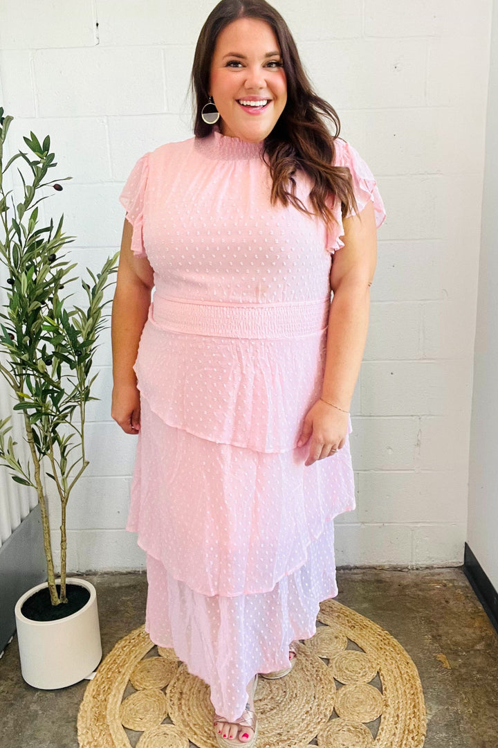 Beautiful You Blush Swiss Dot Asymmetric Tiered Smocked Lined Dress-Haptics-[option4]-[option5]-[option6]-[option7]-[option8]-Shop-Boutique-Clothing-for-Women-Online