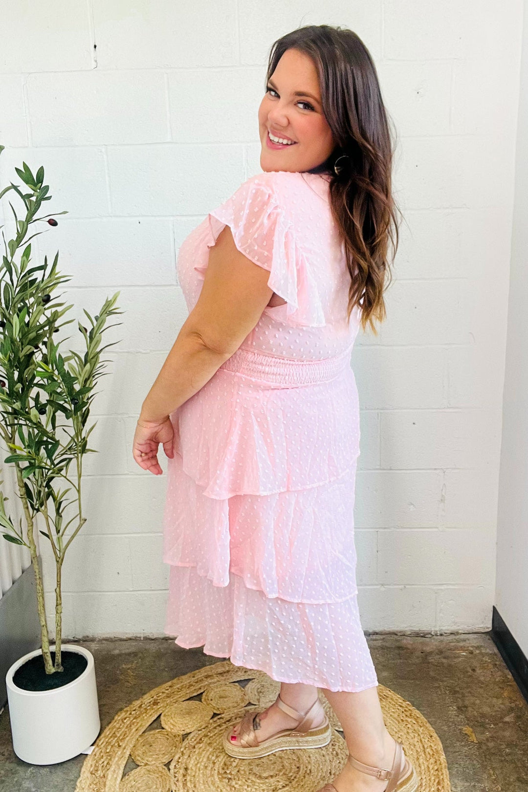 Beautiful You Blush Swiss Dot Asymmetric Tiered Smocked Lined Dress-Haptics-[option4]-[option5]-[option6]-[option7]-[option8]-Shop-Boutique-Clothing-for-Women-Online