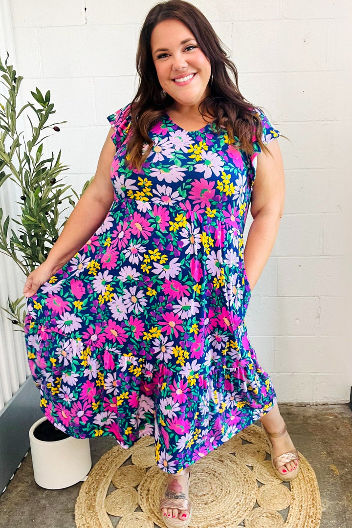 Diva Dreams Navy & Lilac Floral Fit & Flare Midi Dress-Haptics-[option4]-[option5]-[option6]-[option7]-[option8]-Shop-Boutique-Clothing-for-Women-Online