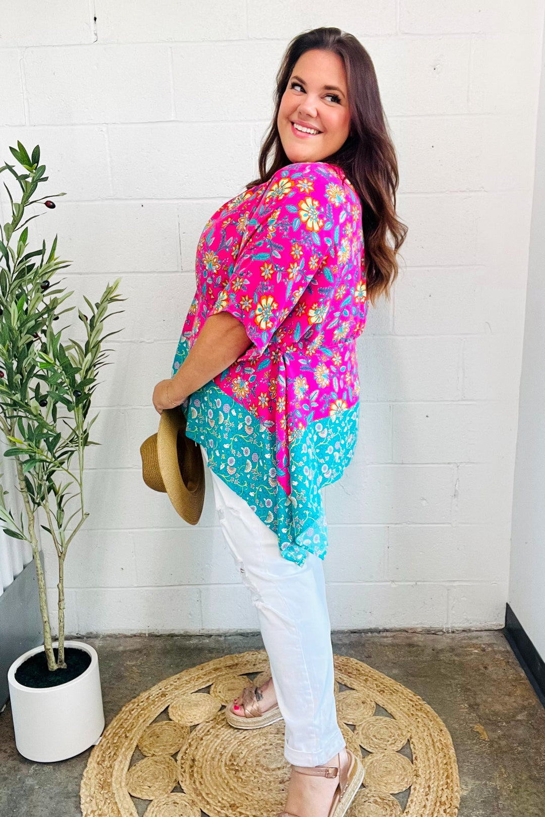 Vacay Ready Fuchsia Paisley Floral Dolman Sleeve Shark Bite Top-Haptics-[option4]-[option5]-[option6]-[option7]-[option8]-Shop-Boutique-Clothing-for-Women-Online