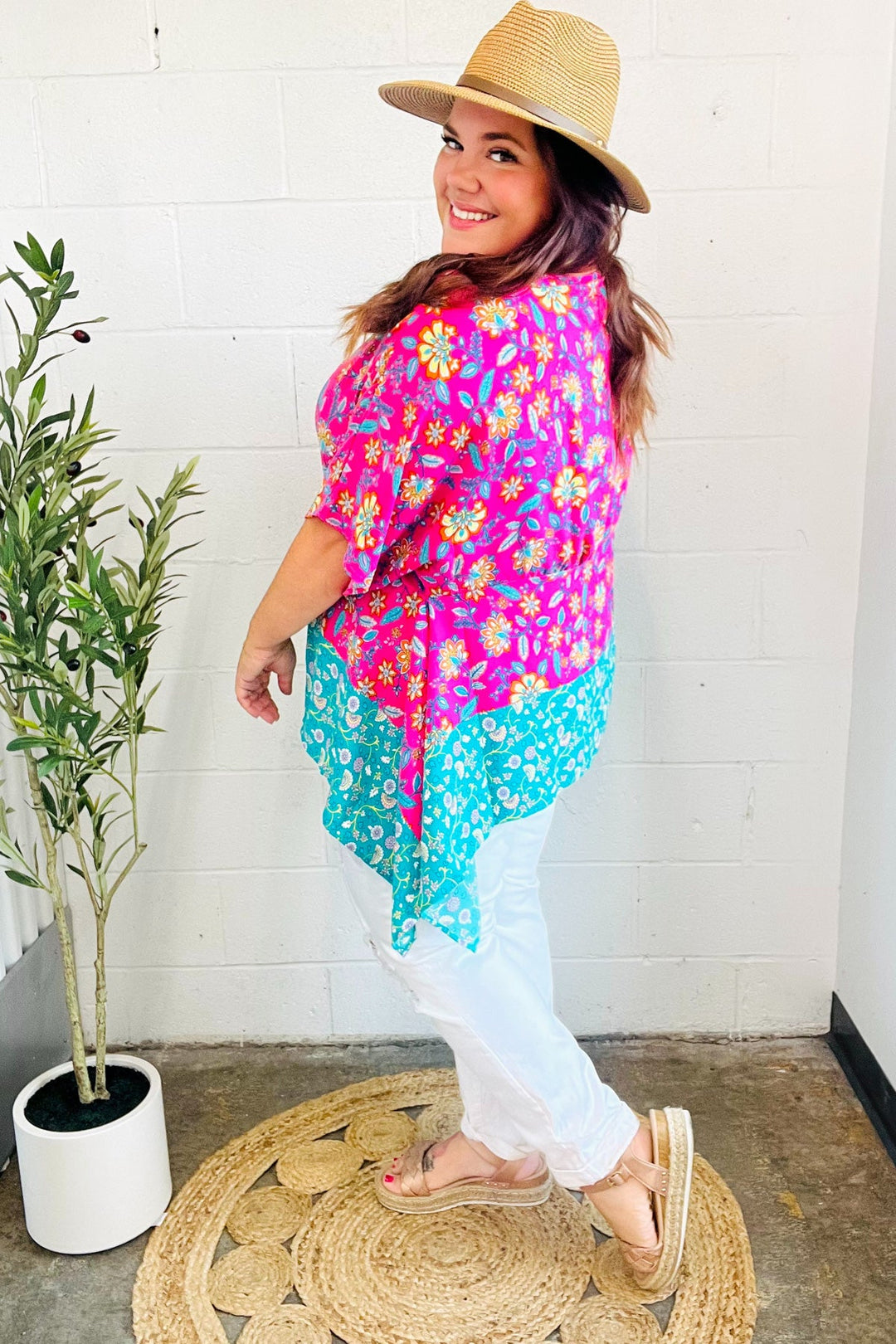 Vacay Ready Fuchsia Paisley Floral Dolman Sleeve Shark Bite Top-Haptics-[option4]-[option5]-[option6]-[option7]-[option8]-Shop-Boutique-Clothing-for-Women-Online