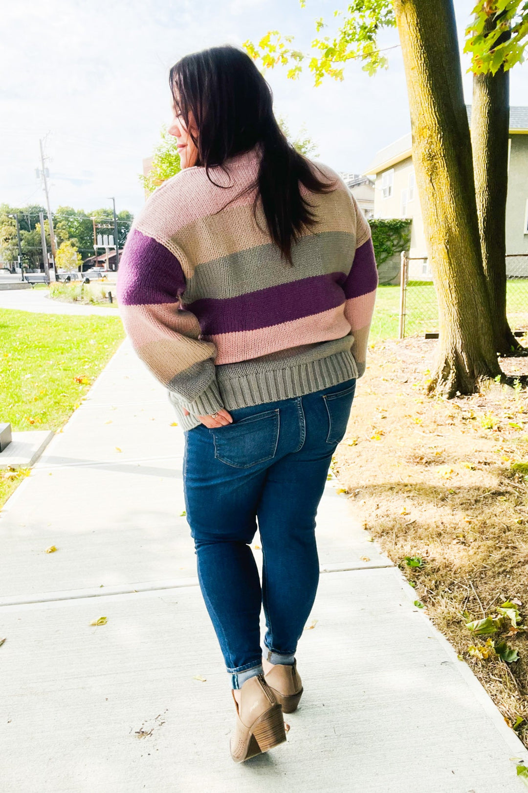 Fall For You Mauve Multicolor Stripe Cable Knit Mock Neck Sweater-Haptics-[option4]-[option5]-[option6]-[option7]-[option8]-Shop-Boutique-Clothing-for-Women-Online