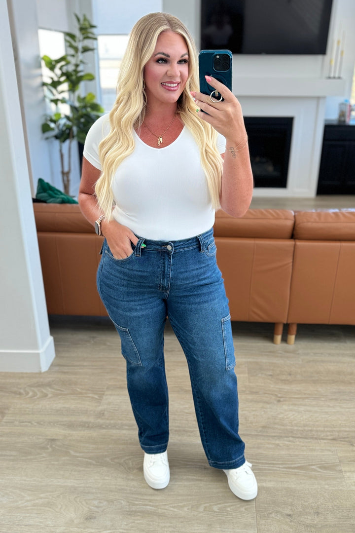 Judy Blue Leila High Rise Cargo Straight Jeans-Denim-Ave Shops-[option4]-[option5]-[option6]-[option7]-[option8]-Shop-Boutique-Clothing-for-Women-Online