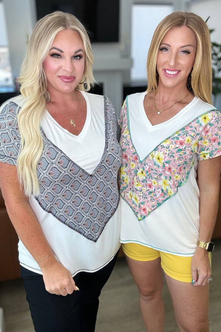 To Rock a Rhyme Color Block Top in Pink Floral-Tops-Ave Shops-[option4]-[option5]-[option6]-[option7]-[option8]-Shop-Boutique-Clothing-for-Women-Online