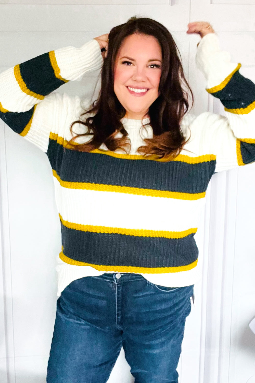 Casual Chic Yellow & Ivory Stripe Oversize Knit Sweater-Reborn J-[option4]-[option5]-[option6]-[option7]-[option8]-Shop-Boutique-Clothing-for-Women-Online