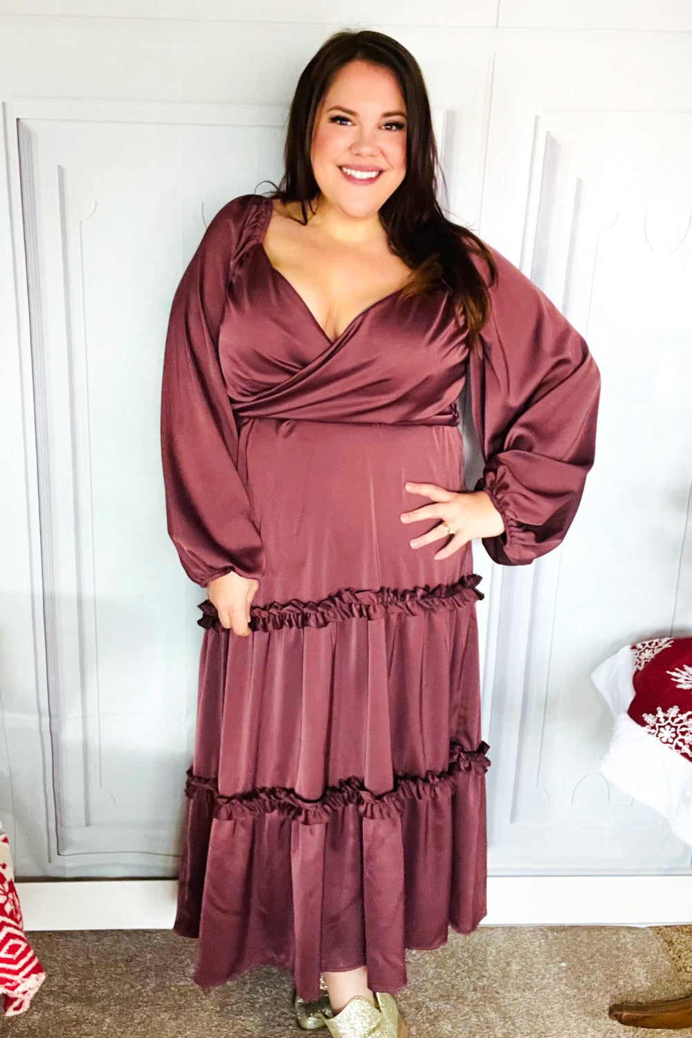 Holiday Vibes Wine Satin Front Overlap Smocked Back Maxi Dress-Haptics-[option4]-[option5]-[option6]-[option7]-[option8]-Shop-Boutique-Clothing-for-Women-Online