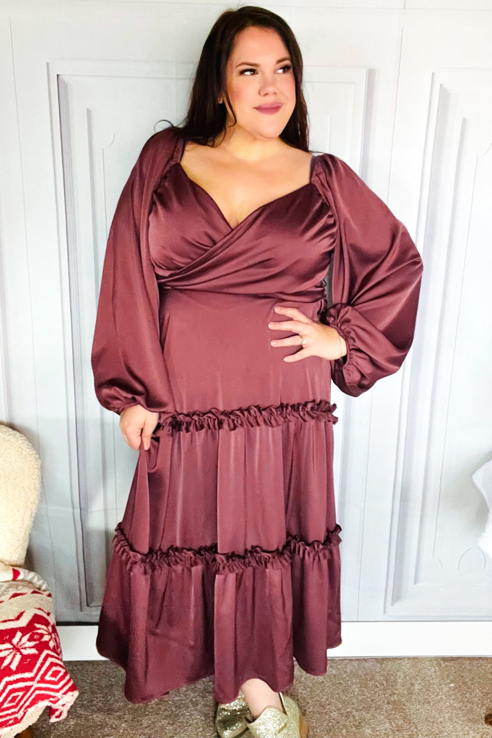 Holiday Vibes Wine Satin Front Overlap Smocked Back Maxi Dress-Haptics-[option4]-[option5]-[option6]-[option7]-[option8]-Shop-Boutique-Clothing-for-Women-Online