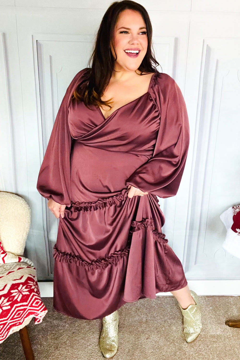 Holiday Vibes Wine Satin Front Overlap Smocked Back Maxi Dress-Haptics-[option4]-[option5]-[option6]-[option7]-[option8]-Shop-Boutique-Clothing-for-Women-Online