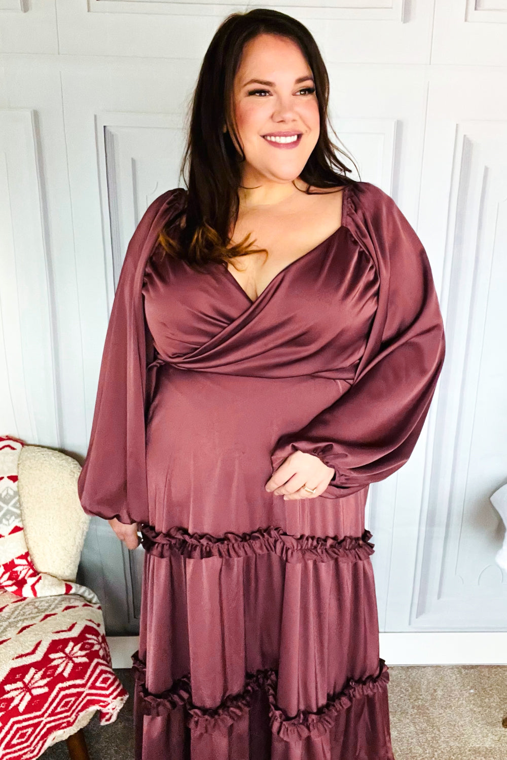 Holiday Vibes Wine Satin Front Overlap Smocked Back Maxi Dress-Haptics-[option4]-[option5]-[option6]-[option7]-[option8]-Shop-Boutique-Clothing-for-Women-Online