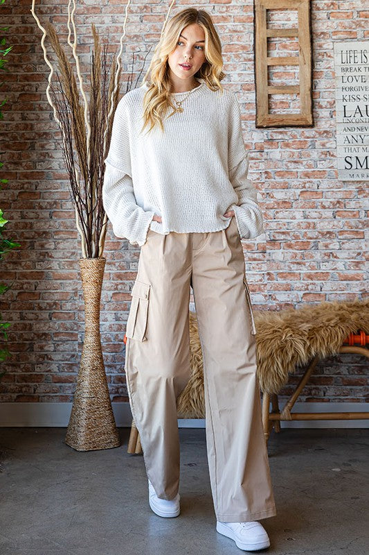 Busy Mornings Taupe Cargo Wide Leg Trousers-First Love-[option4]-[option5]-[option6]-[option7]-[option8]-Shop-Boutique-Clothing-for-Women-Online