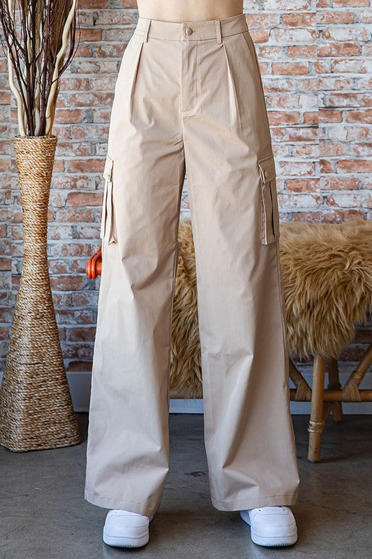 Busy Mornings Taupe Cargo Wide Leg Trousers-First Love-[option4]-[option5]-[option6]-[option7]-[option8]-Shop-Boutique-Clothing-for-Women-Online