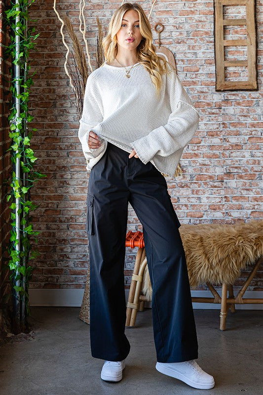 Busy Mornings Black Cargo Wide Leg Trousers-First Love-[option4]-[option5]-[option6]-[option7]-[option8]-Shop-Boutique-Clothing-for-Women-Online