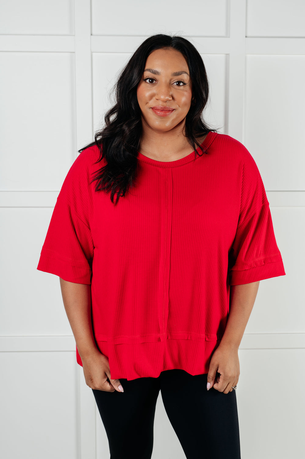 I'll Never Forget Ribbed Dolman Sleeve Top in Red-Tops-Ave Shops-[option4]-[option5]-[option6]-[option7]-[option8]-Shop-Boutique-Clothing-for-Women-Online