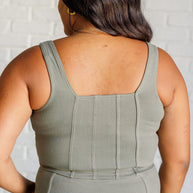 Rae Mode It's All About the Balance Twill Square Neck Crop Top in Dusty Olive-Tops-Ave Shops-[option4]-[option5]-[option6]-[option7]-[option8]-Shop-Boutique-Clothing-for-Women-Online