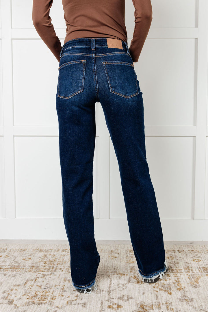 Judy Blue Jacqueline Mid Rise Frayed Hem Straight Leg Jean-Denim-Ave Shops-[option4]-[option5]-[option6]-[option7]-[option8]-Shop-Boutique-Clothing-for-Women-Online