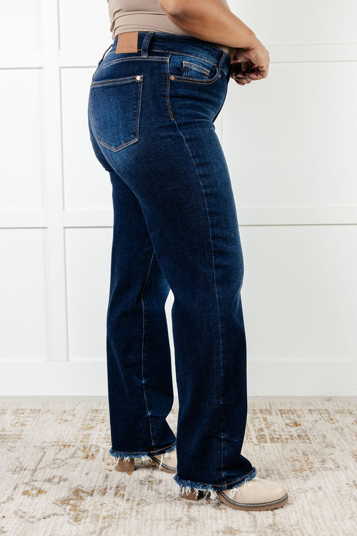 Judy Blue Jacqueline Mid Rise Frayed Hem Straight Leg Jean-Denim-Ave Shops-[option4]-[option5]-[option6]-[option7]-[option8]-Shop-Boutique-Clothing-for-Women-Online