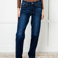 Judy Blue Jacqueline Mid Rise Frayed Hem Straight Leg Jean-Denim-Ave Shops-[option4]-[option5]-[option6]-[option7]-[option8]-Shop-Boutique-Clothing-for-Women-Online